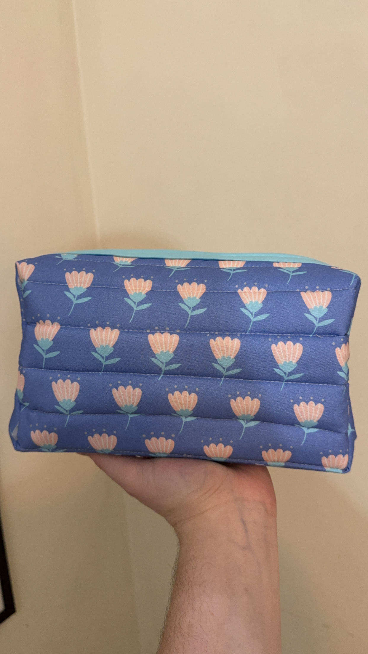 Quilted Floral Cosmetic Bag - Held